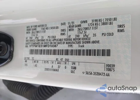 2021 Ford F-150 Xl from USA, damaged, VIN 1FTFW1E51MFD10387